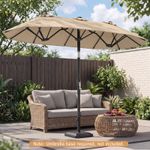 300 x 160 cm Double-Sided Patio Umbrella with Push Button Tilt