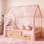 Zourglow Bed Canopy for Girls, 350 * W 59.1" x L 137.8" (2 Panels), Pink