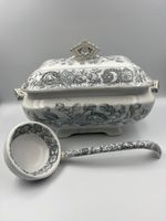 Early Victorian Twin Handled Tureen and Lid with Ladle, [large]