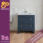 Dark Grey Vanity Unit Classic 800mm Unit & Marble Top 2 Drawer Bathroom Storage
