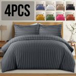Reversible Duvet Cover 4 Piece Bedding Set Fitted Sheet & pillowcases All Sizes