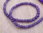 Purple Amethyst Smooth 3mm - 4mm Round Gemstone Beads, Strand Approx 12"