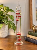 Galileo Thermometer 28cm Glass Floating Bulbs Red Decorative Weather Instrument