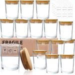 15 Pack 7 OZ Clear Candle Jars with Bamboo Lids, Thick Glass Empty Jars for Maki