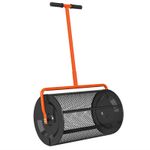 24" Compost Spreader Lawn Roller Peat Moss Fertiliser Adjustable Handle