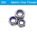 Fine Thread 304 Stainless Steel Nylon Insert Lock Nut Hex Nylock Nut