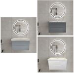 Bathroom Vanity Unit 700mm Sink Wall Cabinet Grey White Basin Storage 70cm