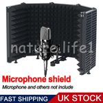 5 Panels Microphone Isolation Shield Mic Shield Reflection Filter Threaded Mount