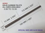 SERDI Style Carbide Valve Guide Pilot Pilots Top 9.52 mm (.375) Length 190mm