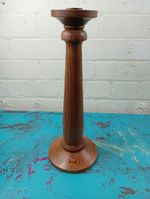 40cm Tall Vintage Wooden Turned Candlestick Table Centrepiece Mcm pillar candle