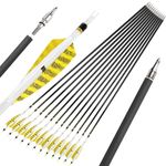 28-32" Pure Carbon Arrow ID6.2mm SP300-800 Feathers Recurve Bow Archery Hunting