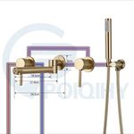Wall Mounted Bath Taps Concealed Gold Shower Mixer Brushed Brass Bathtub Faucet