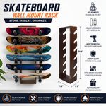 Wood Wall Mount Skateboard Hangers Rack for Longboard Display Up To 6 Boards UK