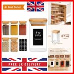 6Pcs 240ml Glass Spice Jars with Lids and DIY Blank Label, Glass Spice Bottle...