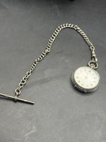 Antique 1920 Sterling Silver Pocket Watch & Matching Albert Chain Set GS B&S