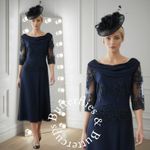 Bella Premium Lizabella Size 18 Dress and Hatinator Mother of the Bride Navy