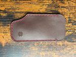 Custom Handmade Leather Pocket Slip Sheath for Spyderco Para 3 - Brown / Red