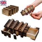 Magic Wooden Puzzle Box with Secret Compartment Brain Game for Adults Kids Gift