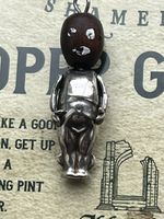 FUMS UP  Touch Wud WW1 Antique Silver Lucky Charm Articulated Arms Painted Eyes