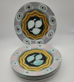 Large Hand Painted Italian Plate / Charger / Tray Multi Coloured Abstract 34cm