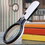 Handheld 45X Magnifier Reading Magnifying Glass Jewelry Loupe With 3 LED Light