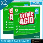 2 x DRI PAK CITRIC ACID NATURAL APPLIANCE DESCALER 250G REMOVES LIMESCALE NEW