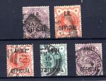GB 1883 - 1901 Queen Victoria Set of 5 Official Overprints Fair to Good Used