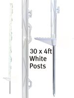 30 x 4FT WHITE ELECTRIC FENCING POSTS Fence Poly Plastic Horse Paddock Pole