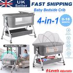 4in1 Baby Bedside Crib Sleeper Bassinet Height-adjustable Infant Newborn Cot Bed