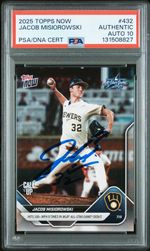 Graded 2025 Topps Now Jacob Misiorowski #432 Rookie RC Card PSA 10 Auto Grade