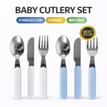 3pc Baby Cutlery Set Stainless Steel Spoon Fork Knife BPA Free Toddler Feeding 1