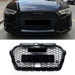 Black Gloss Honeycomb Grill for Audi A3 S3 8V2 Facelift 17-20 RS Style With ACC