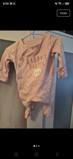 Newborn Pink Striped Bear Sleepsuit Daddy's Bestie Worn Once