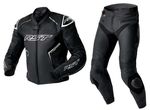 RST S1 CE Two-Pieces Leather Motorcycle Biker Suit – Black/Black/White