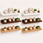 Innoteck Floating Wall Shelf Oak White Walnut 60cm Pack of 2 Shelves With Ledge