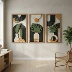 Sustainable 3-Piece Laser-Cut Wall Art - Bohemian Wooden Decor for Living Spaces
