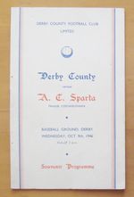 DERBY COUNTY v SPARTA PRAHA PRAGUE Friendly 1946/1947 *Exc Condition Programme*