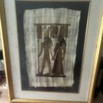 Egyptian Picture Male God And Woman Gold Framed Good Condition