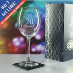 Personalised Engraved Enoteca Wine Glass Happy 70th Birthday Classic, Gift Boxed