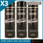 3 x MOTIP BITUMEN BLACK UNDERCOATING SPRAY 500ML PROTECTION CAR SOUND ABSORBING