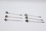 Antique Sterling Silver & Enamel Cocktail Sticks Hallmarked Birmingham 1933