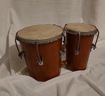Vintage Wooden Bongos Raw-Hide Skins/Heads Handcrafted Bongo Drums 16cm & 11.5cm