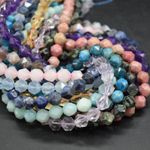 Star Cut Round FACETED Beads - 6mm size - 15" Strand, For Jewellery Making