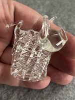 Clear Spun Glass Miniature Pig Ornament Piggy
