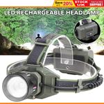 Rechargeable Head Torch Battery Power Display Long Lasting Waterproof Headlight