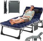 Reclining Sun Lounger Garden Folding Chair Bed Recliner Beach Camping with mat