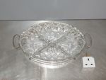 French Serving 4 Tray Vintage Glass & Silver-Plated Good Condition 34cm 966g