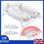 Foldable Baby Bath Tub with Temperature & Cushion Bath Pad + Bath Net Bewtegfmxa