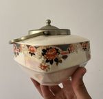 Vintage Royal Stafford Biscuit Barrel Cookie Jar EPNS Silver Plated Lid England