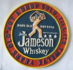 VINTAGE CAST IRON JOHN JAMESON IRISH WHISKEY OLD POT STILL HAND PAINTED SIGN